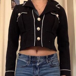 Tweed button up office style jacket perfect for layering/wearing over clothes